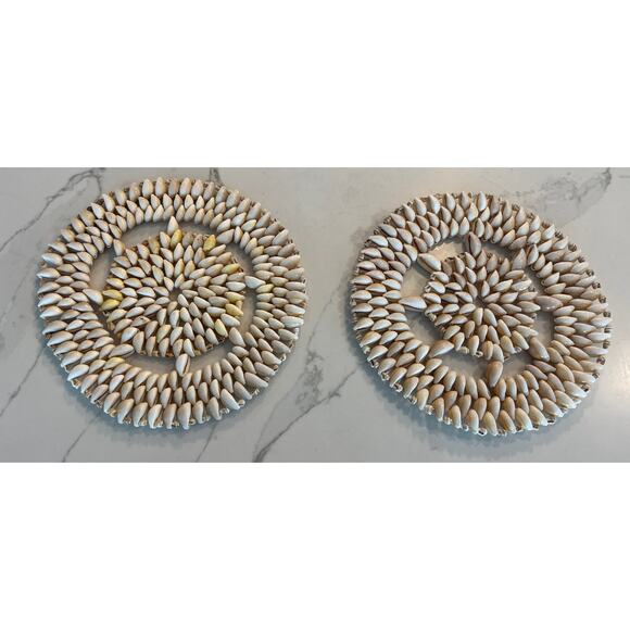 Unbranded Other - 2 SEASHELL TRIVET 9” Round HOT PLATE Mid Century